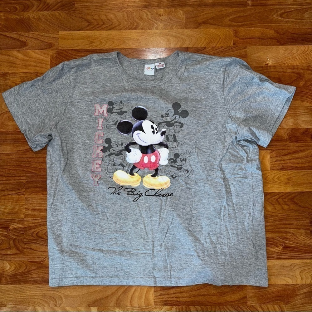 Rare Vtg Disney Plus Mickey Mouse Gray T Shirt “The Big Cheese” Women’s Size 2X